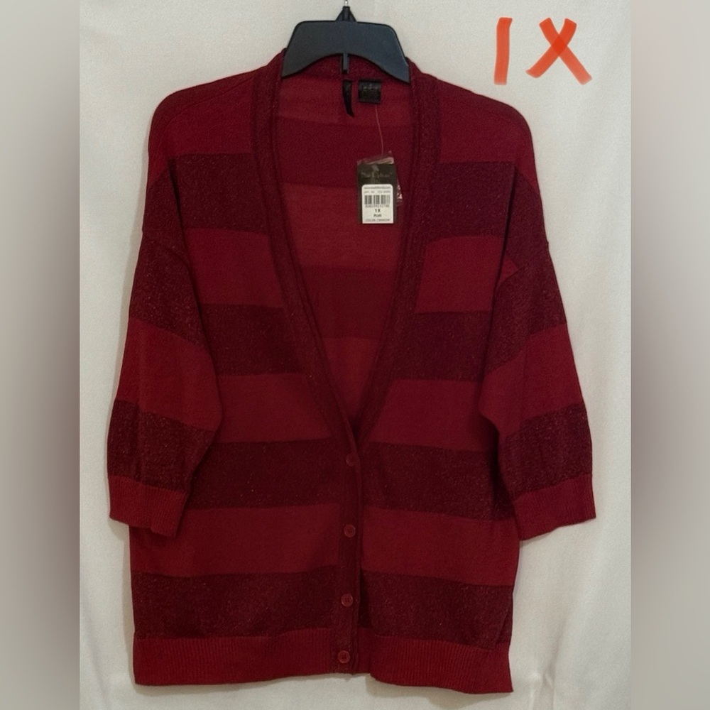 Nue Options Burgundy Striped Cardigan